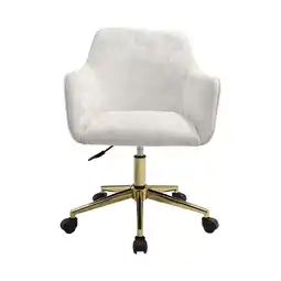 Tesco Living and Home Velvet Upholstered Swivel Task Chair with Gold Base for Home Office - White offer