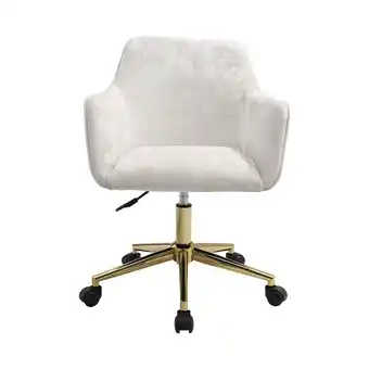 Tesco Living and Home Velvet Upholstered Swivel Task Chair with Gold Base for Home Office - White offer