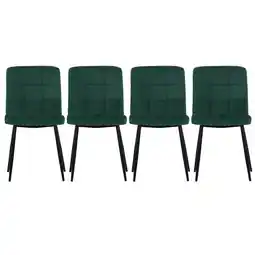 Tesco Living and Home Set of 4 Modern Frosted Velvet Dining Chairs with Metal Legs - Green offer