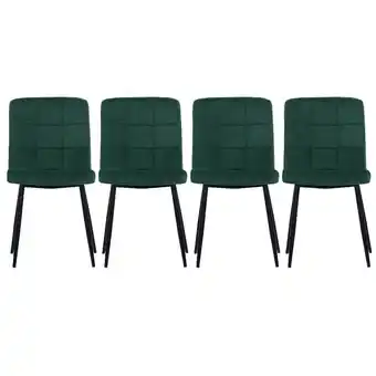 Tesco Living and Home Set of 4 Modern Frosted Velvet Dining Chairs with Metal Legs - Green offer