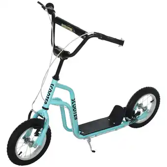 Tesco HOMCOM 90-96cm Kids Kick Scooter Adjustable Handlebar Wheel Blue offer