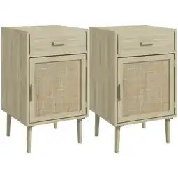 Tesco HOMCOM Bedside Tables Set of 2 with Drawer Cabinet Adjustable Shelf offer