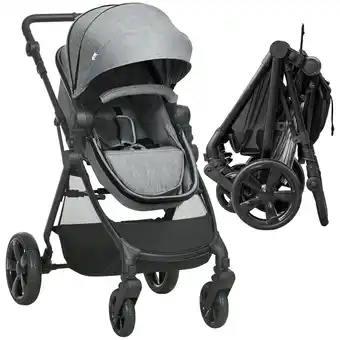 Tesco HOMCOM 2 in 1 Pushchair Stroller w/ Reversible Seat Single Hand Foldable Grey offer