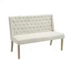 Tesco Living and Home Beige Upholstered Tufted Dining Bench offer