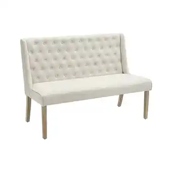 Tesco Living and Home Beige Upholstered Tufted Dining Bench offer