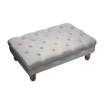 Tesco Living and Home Buttoned Velvet Rectangular Ottoman Footstool with Gourd-shaped Legs - Grey offer