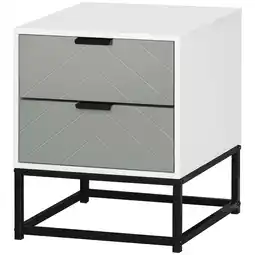 Tesco HOMCOM Bedside Cabinet with Metal Base and 2 Drawer Storage offer