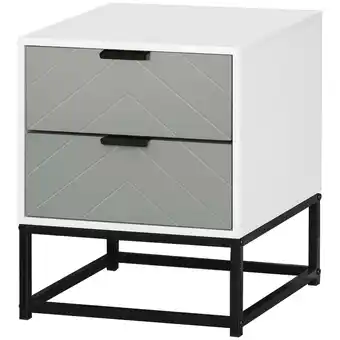 Tesco HOMCOM Bedside Cabinet with Metal Base and 2 Drawer Storage offer