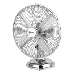 Tesco Igenix DF1250 Portable Desk Fan, 12 Inch, 3 Speed, Chrome offer