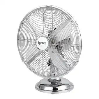 Tesco Igenix DF1250 Portable Desk Fan, 12 Inch, 3 Speed, Chrome offer