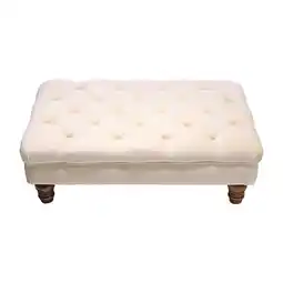 Tesco Living and Home Buttoned Velvet Rectangular Ottoman Footstool with Gourd-shaped Legs - Beige offer