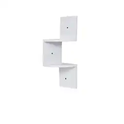 Tesco Living and Home 2 Tier Wooden Floating Corner Wall Shelves- White offer