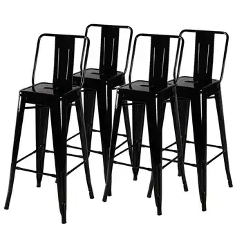 Tesco Living and Home 4-piece Metal Frame High Chair Bar Stool - Black offer