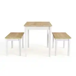 Tesco Living and Home 3-Piece Dining Room Table and Benches - White Brown offer