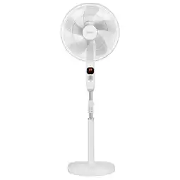 Tesco Igenix DF1670 Digital Pedestal Fan, 16 Inch, Ultra Quiet, 12 speeds LED Display, White offer