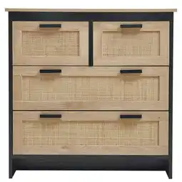 Tesco Living and Home Wooden Console Table with Rattan Drawer and Storage Cabinet offer