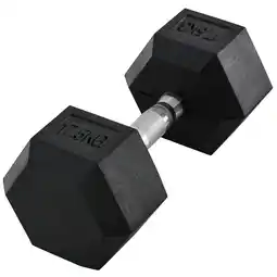 Tesco HOMCOM 17.5KG Single Rubber Hex Dumbbell Portable Hand Weights Home offer