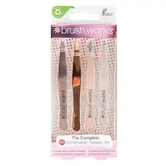 Tesco Brushworks 4 Piece Combination Tweezer Set - Gold offer