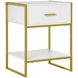 Tesco HOMCOM Modern Bedside Table Side Table Nightstand w/ Drawer Shelf offer