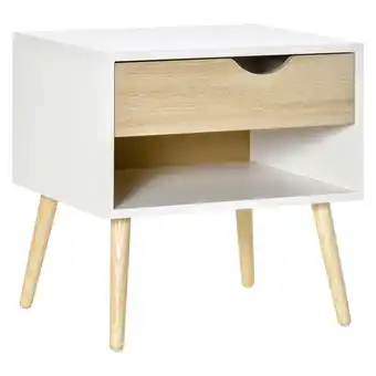 Tesco HOMCOM Bedside Table with Drawer & Shelf, Nightstand, End Table offer