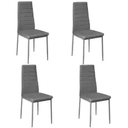 Tesco Living and Home Set of 4 Faux Leather High Back Dining Chairs - Grey offer