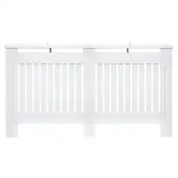 Tesco HOMCOM Radiator Cover Painted Slatted MDF Cabinet Lined Grill offer