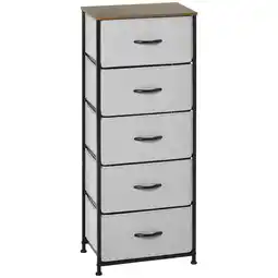 Tesco HOMCOM 5 Drawer Fabric Chest of Drawers w/ Wooden Top offer