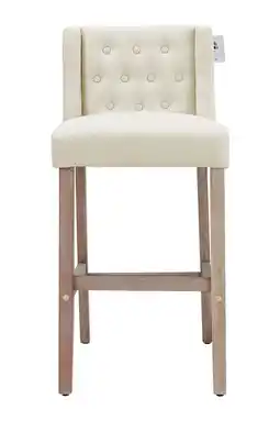 Tesco Living and Home Set of 2 Rustic Tufted Linen Bar Stools with Wood Legs - Beige offer