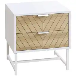 Tesco HOMCOM Bedside Table End Table with 2 Drawers for Bedroom offer