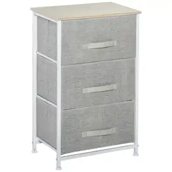 Tesco HOMCOM 3-Tier Storage Dresser Tower with Adjustable Feet Steel Frame offer