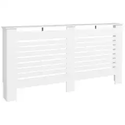 Tesco HOMCOM White Painted Radiator Cover Wooden Cabinet Horizontal Slats offer