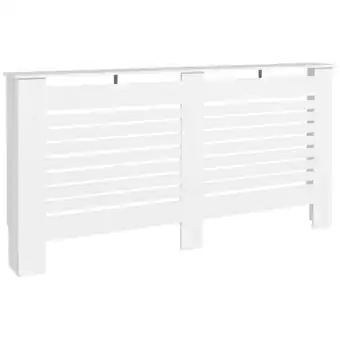 Tesco HOMCOM White Painted Radiator Cover Wooden Cabinet Horizontal Slats offer