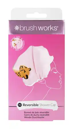 Tesco Brushworks Reversible Shower Cap - Leopard Pattern offer