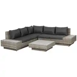 Tesco Outsunny 4Pcs Rattan Sofa Set Garden Furniture Set with Cushions Grey offer