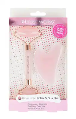 Tesco Brushworks Rose Resin Roller & Gua Sha offer