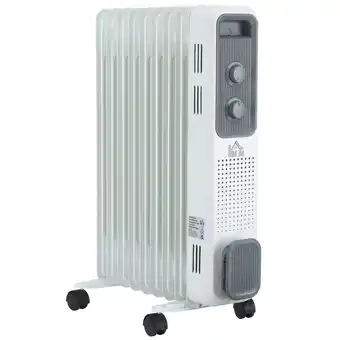 Tesco HOMCOM Oil Filled Radiator Portable Space Heater W/ 9 Fin, 3 Settings offer