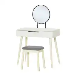 Tesco HOMCOM Dressing Table Vanity Set Make Up Desk with Round Mirror offer