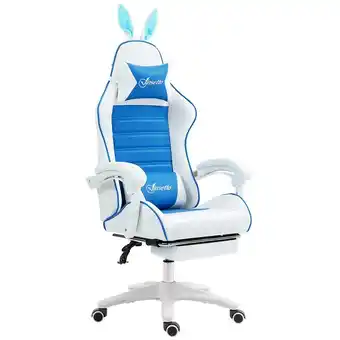 Tesco Vinsetto Racing Style Gaming Chair with Footrest Removable Rabbit Ears offer