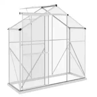 Tesco Outsunny 6 x 2.5ft Polycarbonate Greenhouse Aluminium Green House offer