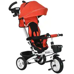 Tesco HOMCOM 6 in 1 Trike for Toddler 1-5 Years with Parent Handle, Red offer