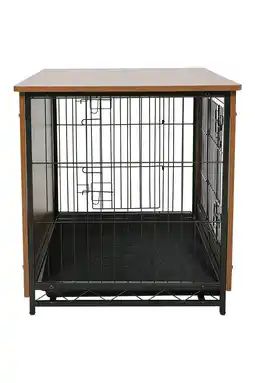 Tesco Living and Home Brown Wooden Wire Dog Crate Pet Cage - 98cm W x 64cm D x 67cm H offer