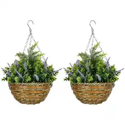 Tesco Outsunny 2 PCs Artificial Lisianthus Flower Hanging Planter Basket offer