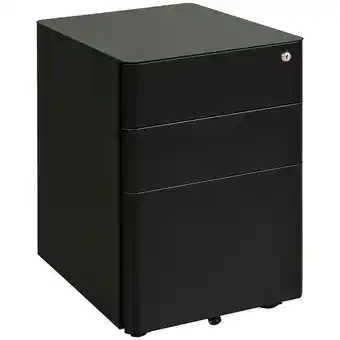 Tesco Vinsetto 3 Drawer Metal Filing Cabinet Lockable 5 Wheels Under Desk offer