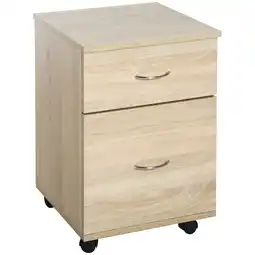 Tesco (Oak) Homcom 2 Drawer Wooden Filing Cabinet with Wheels offer