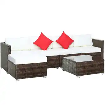 Tesco Outsunny 6 Pieces Rattan Furniture Set Garden Sofa Conservatory Wicker offer