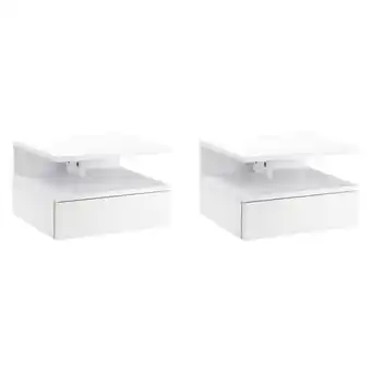 Tesco HOMCOM Floating Nightstand Set of 2, Wall Mounted Bedside Cabinet offer