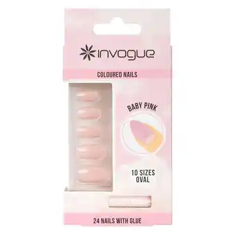 Tesco Invogue Baby Pink Oval Nails - Pack of 24 offer