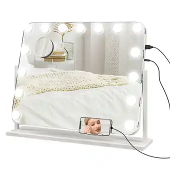 Tesco HOMCOM Hollywood Dimmable Lighted Makeup Mirror with Magnifier offer