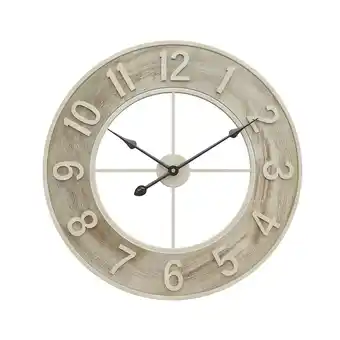 Tesco Living and Home Round Wood Grain Metal Wall Clock offer