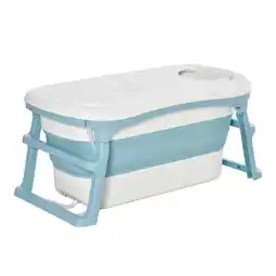 Tesco HOMCOM Foldable Baby Bathtub for Toddlers Kids Non-Slip Footpads Cover offer